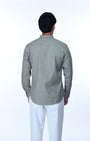 TAILORAEDGE Easy Iron Textured Mandarin Shirt In Green