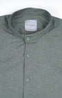 TAILORAEDGE Easy Iron Textured Mandarin Shirt In Green