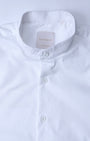 TAILORAEDGE Easy Iron Textured Mandarin Shirt In White