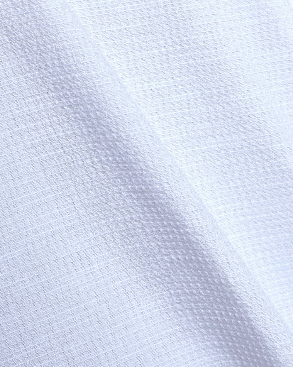 TAILORAEDGE Easy Iron Textured Mandarin Shirt In White