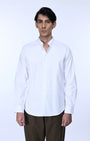 TAILORAEDGE Easy Iron Textured Mandarin Shirt In White