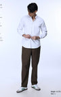 TAILORAEDGE Easy Iron Textured Mandarin Shirt In White