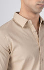 TAILORAEDGE Easy Iron Textured Shirt In Beige