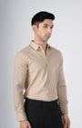 TAILORAEDGE Easy Iron Textured Shirt In Beige
