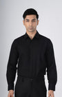 TAILORAEDGE Easy Iron Textured Shirt In Black