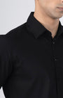 TAILORAEDGE Easy Iron Textured Shirt In Black