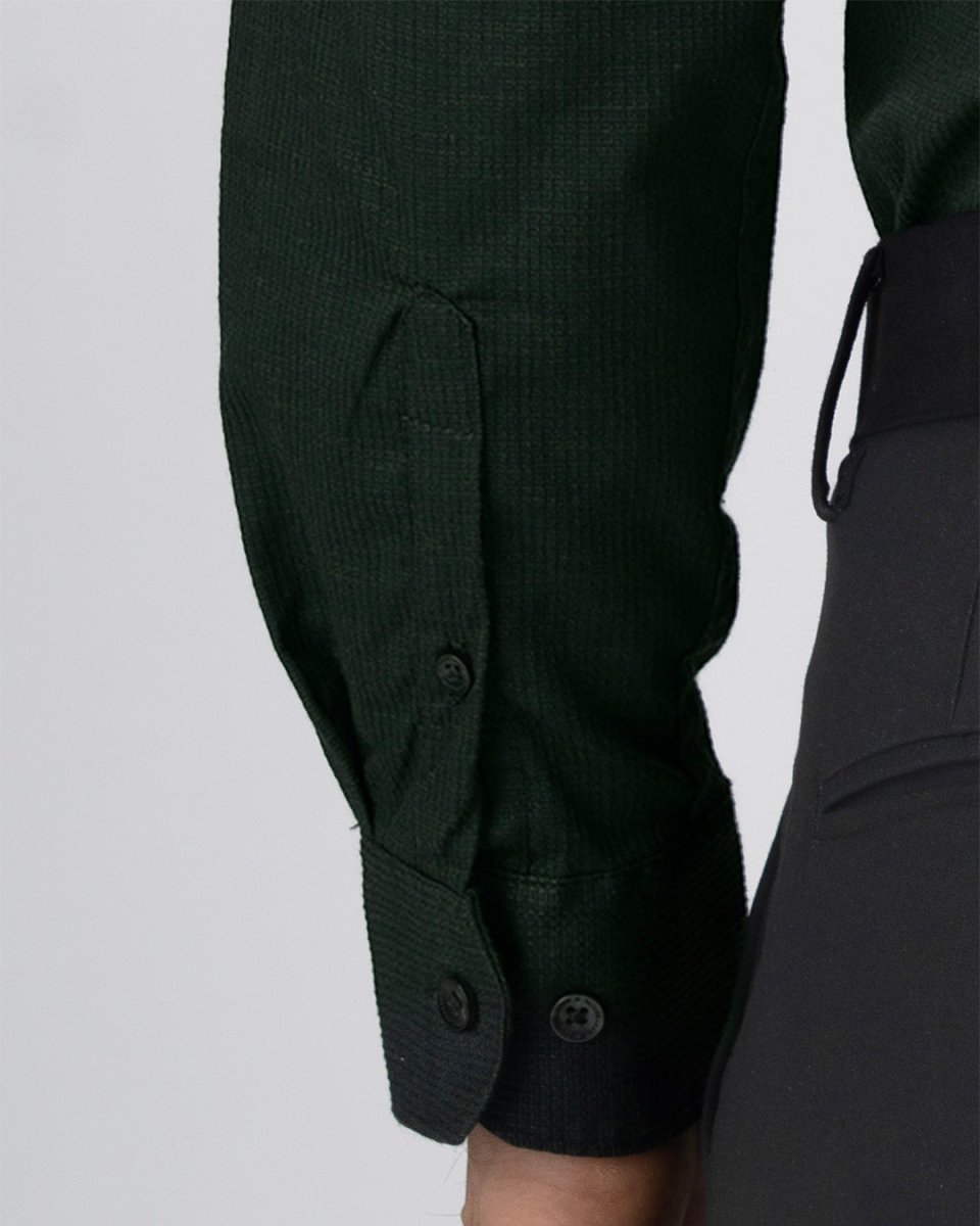 TAILORAEDGE Easy Iron Textured Shirt In Olive