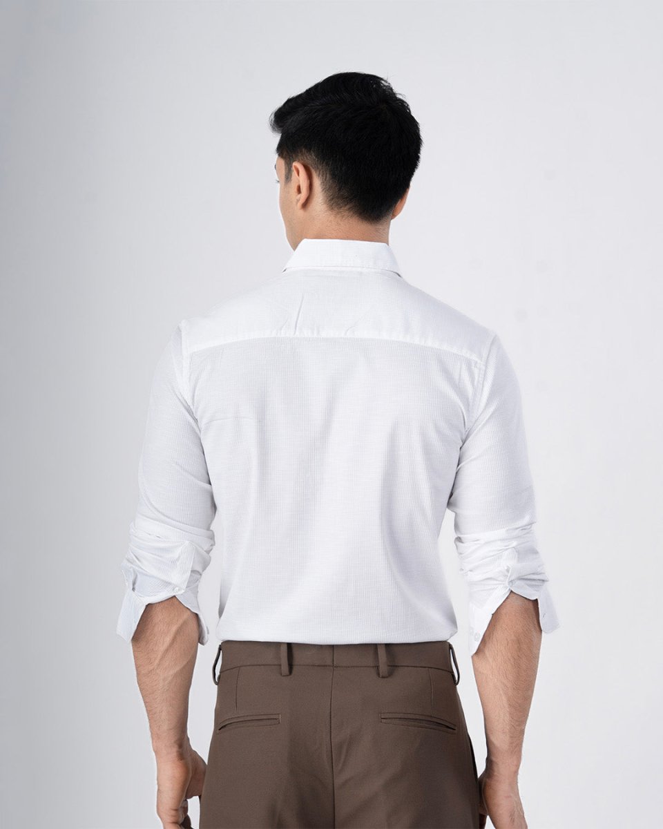 TAILORAEDGE Easy Iron Textured Shirt In White