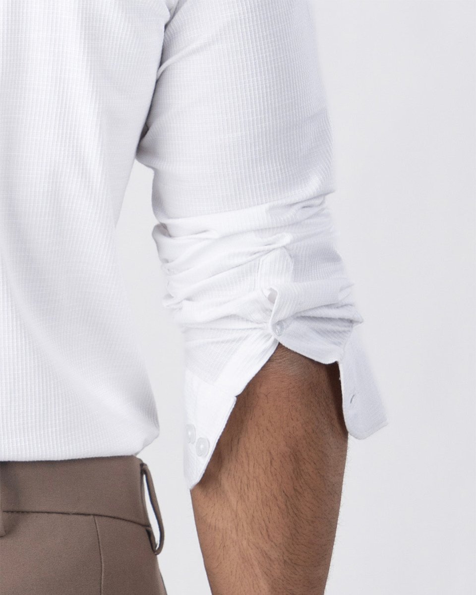 TAILORAEDGE Easy Iron Textured Shirt In White