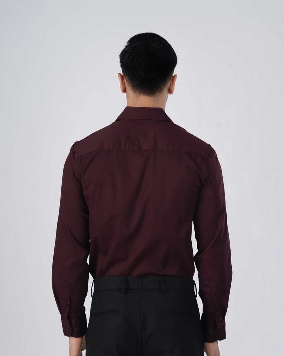 TAILORAEDGE Easy Iron Textured Shirt In Wine