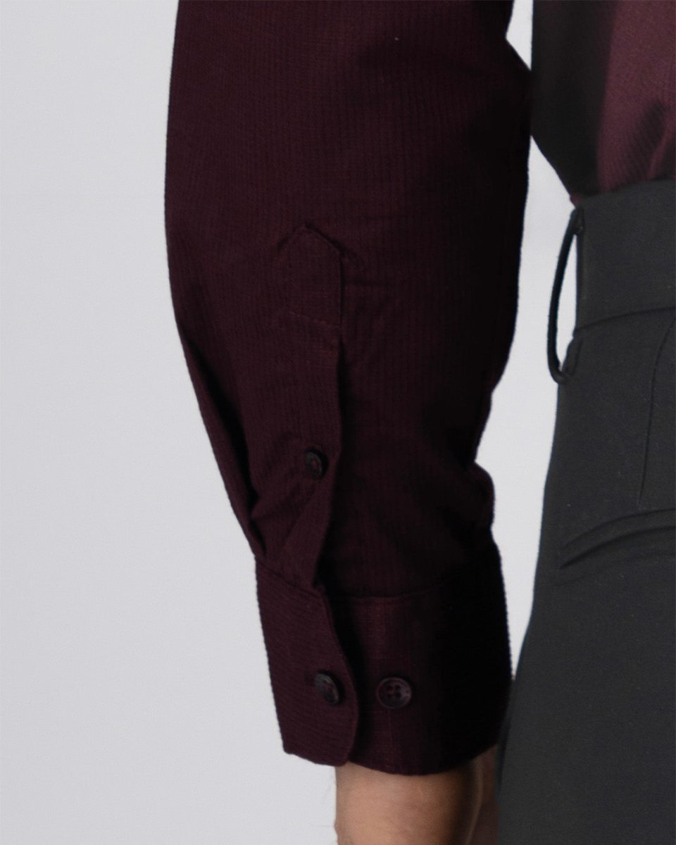 TAILORAEDGE Easy Iron Textured Shirt In Wine