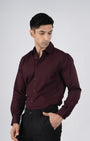 TAILORAEDGE Easy Iron Textured Shirt In Wine