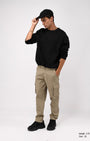 TAILORAEDGE Elevated Twill Tailored Cargo Pant In Beige