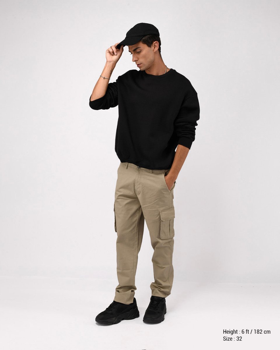 TAILORAEDGE Elevated Twill Tailored Cargo Pant In Beige