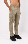 TAILORAEDGE Elevated Twill Tailored Cargo Pant In Beige