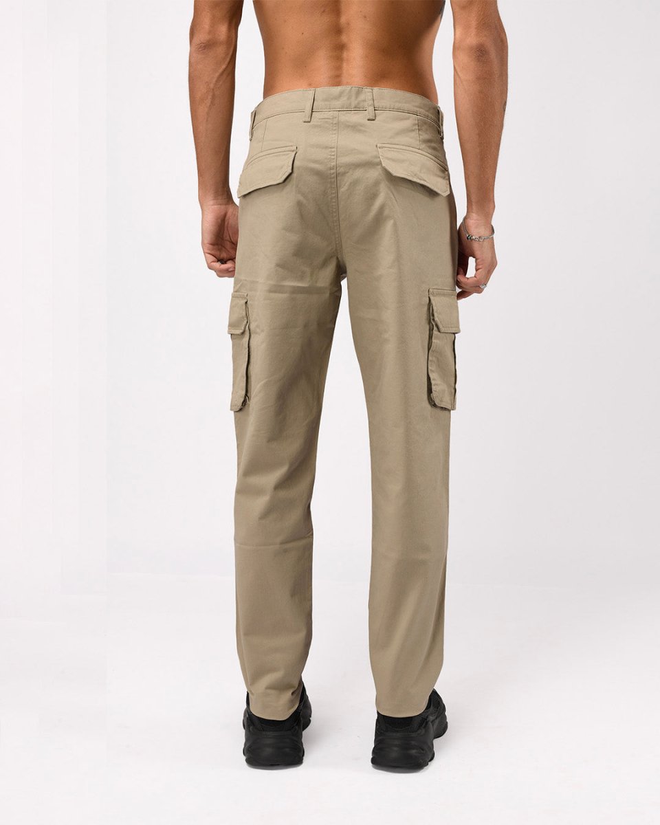 TAILORAEDGE Elevated Twill Tailored Cargo Pant In Beige
