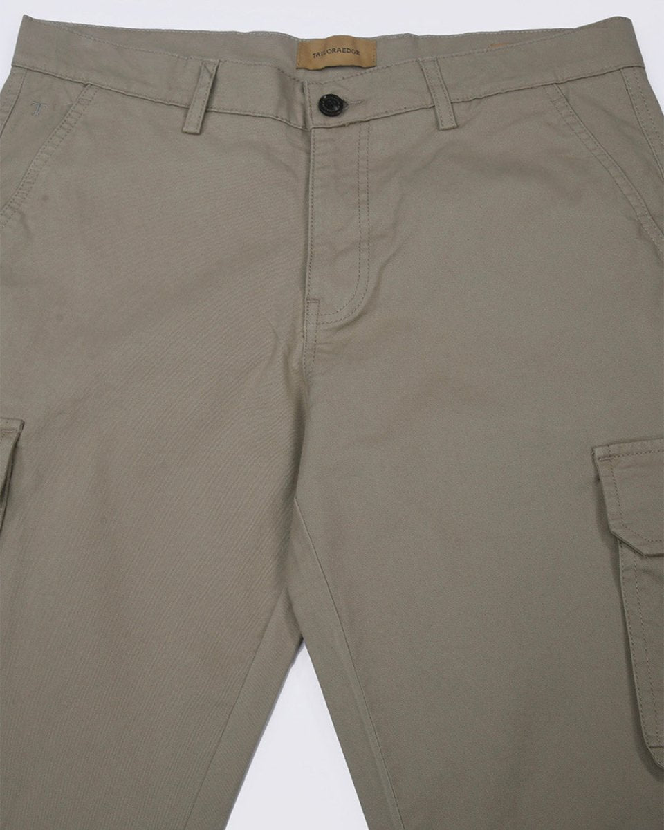 TAILORAEDGE Elevated Twill Tailored Cargo Pant In Beige