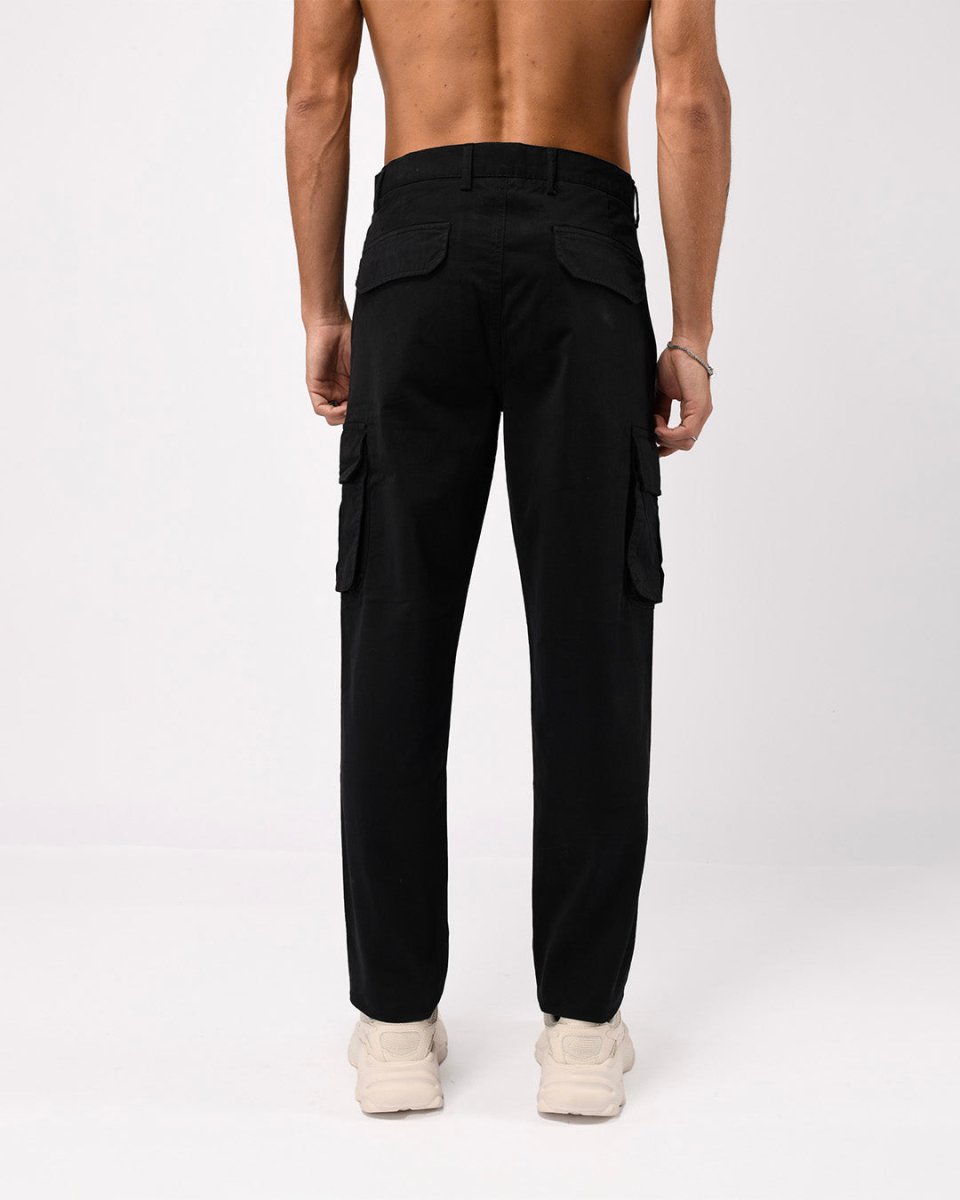 TAILORAEDGE Elevated Twill Tailored Cargo Pant In Black