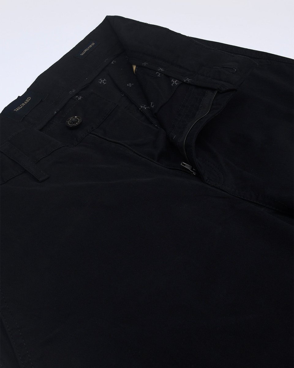 TAILORAEDGE Elevated Twill Tailored Cargo Pant In Black