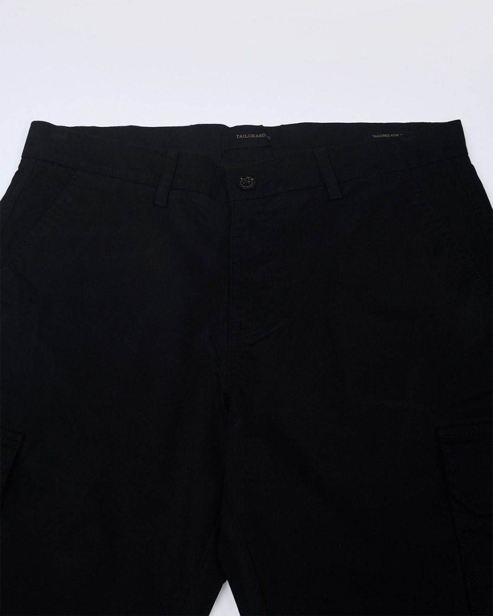 TAILORAEDGE Elevated Twill Tailored Cargo Pant In Black