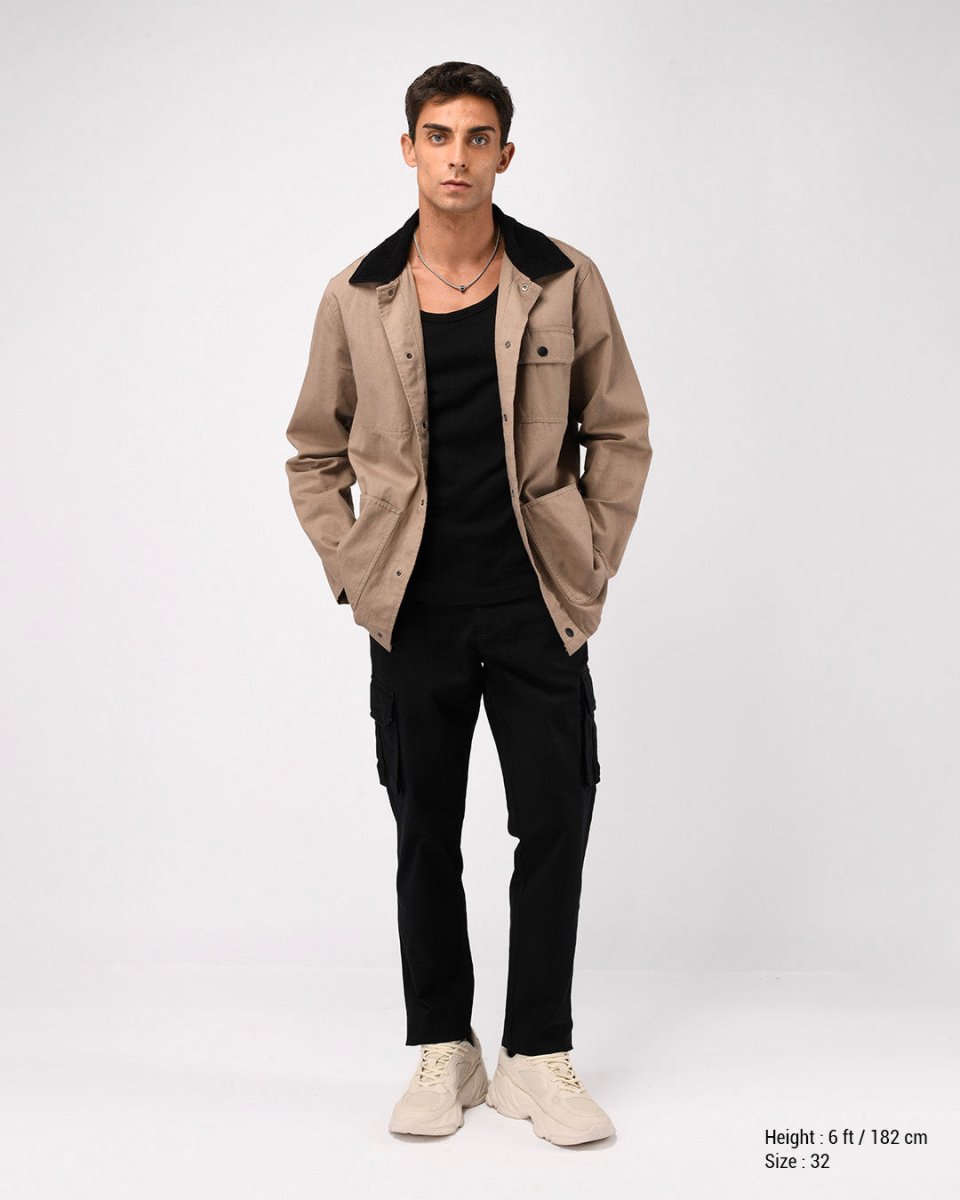 TAILORAEDGE Elevated Twill Tailored Cargo Pant In Black