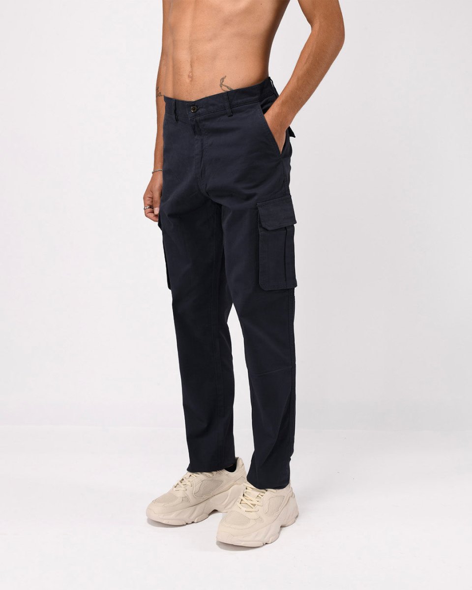 TAILORAEDGE Elevated Twill Tailored Cargo Pant In Navy