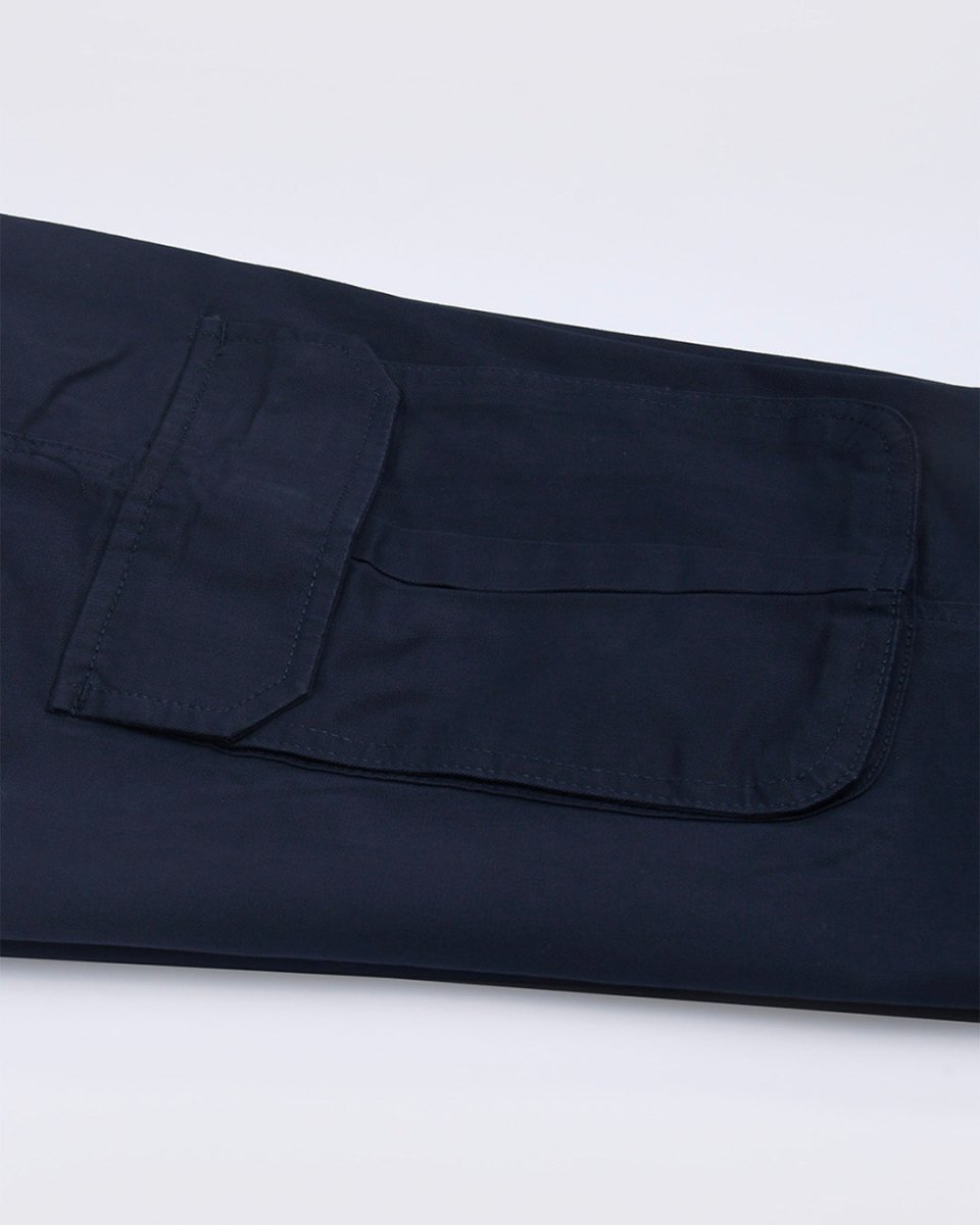 TAILORAEDGE Elevated Twill Tailored Cargo Pant In Navy