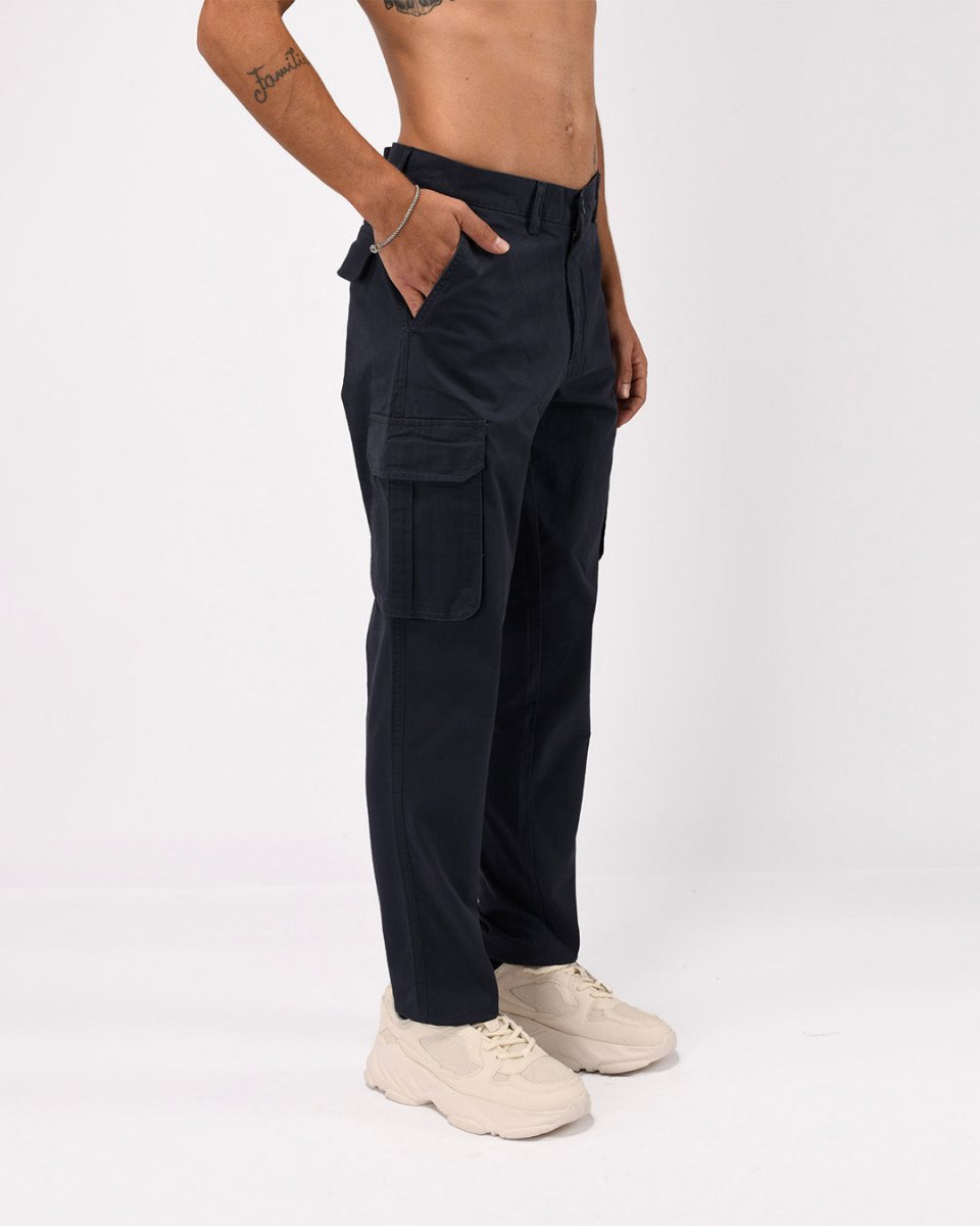 TAILORAEDGE Elevated Twill Tailored Cargo Pant In Navy