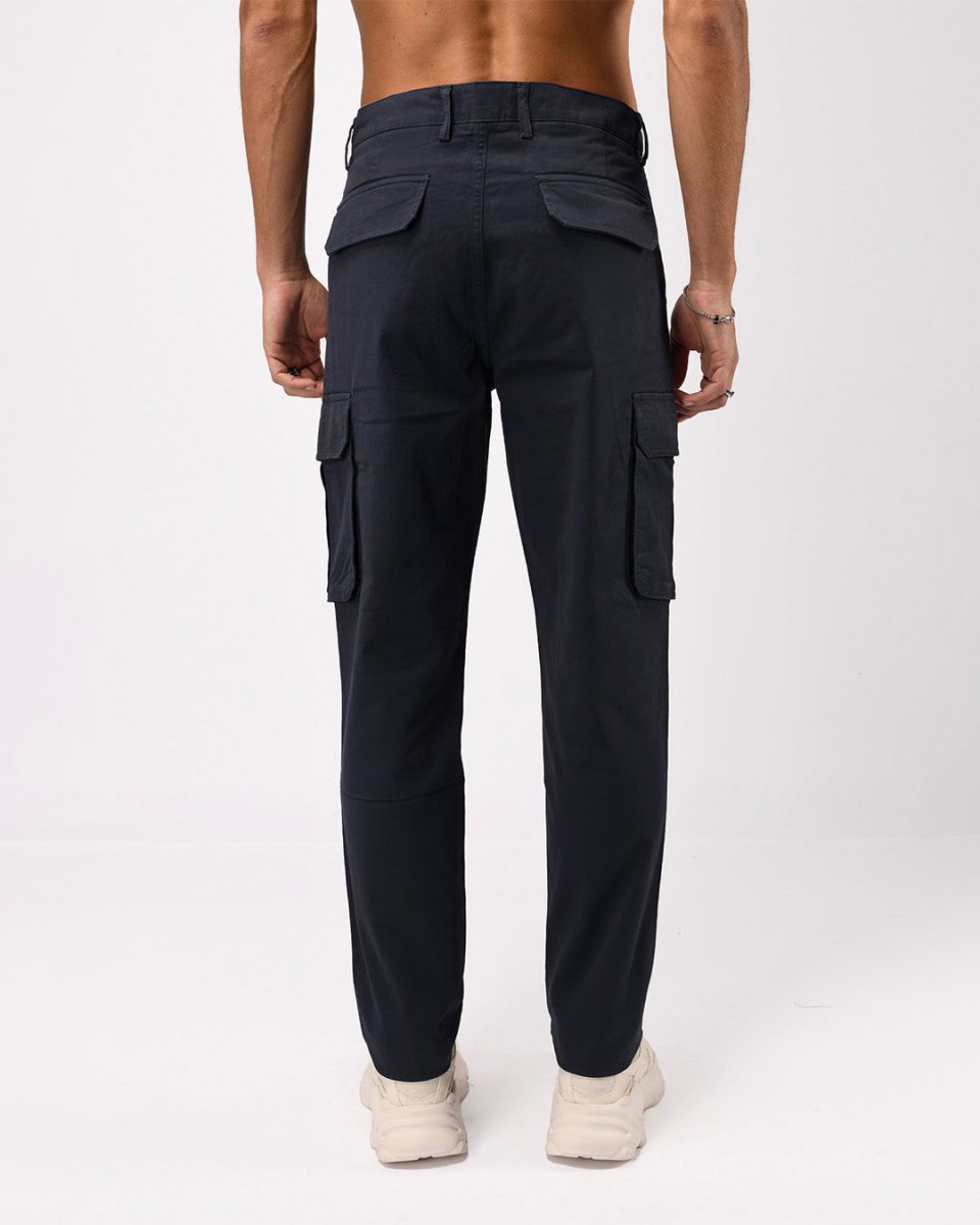 TAILORAEDGE Elevated Twill Tailored Cargo Pant In Navy