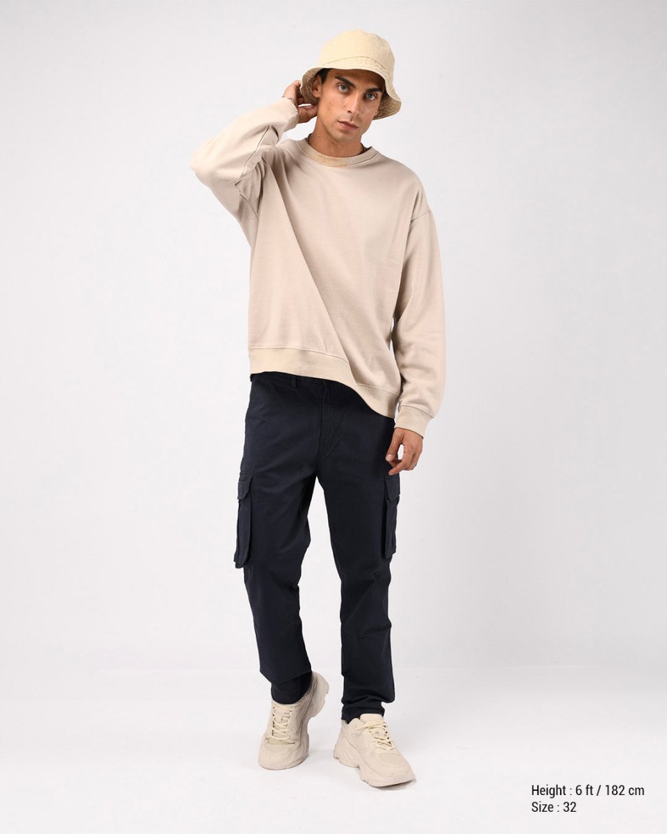 TAILORAEDGE Elevated Twill Tailored Cargo Pant In Navy