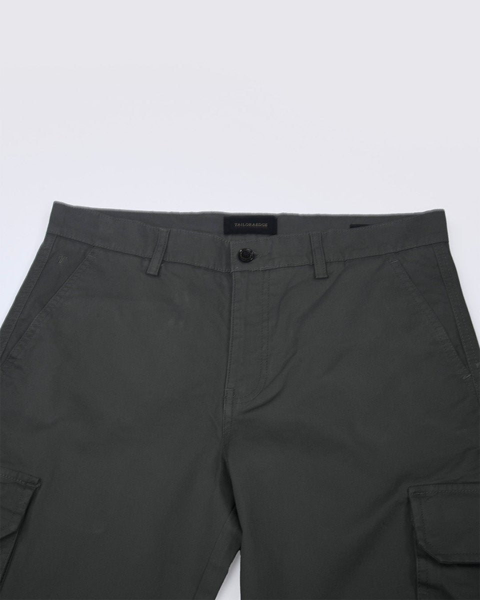 TAILORAEDGE Elevated Twill Tailored Cargo Pant In Olive
