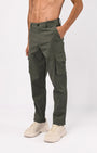 TAILORAEDGE Elevated Twill Tailored Cargo Pant In Olive