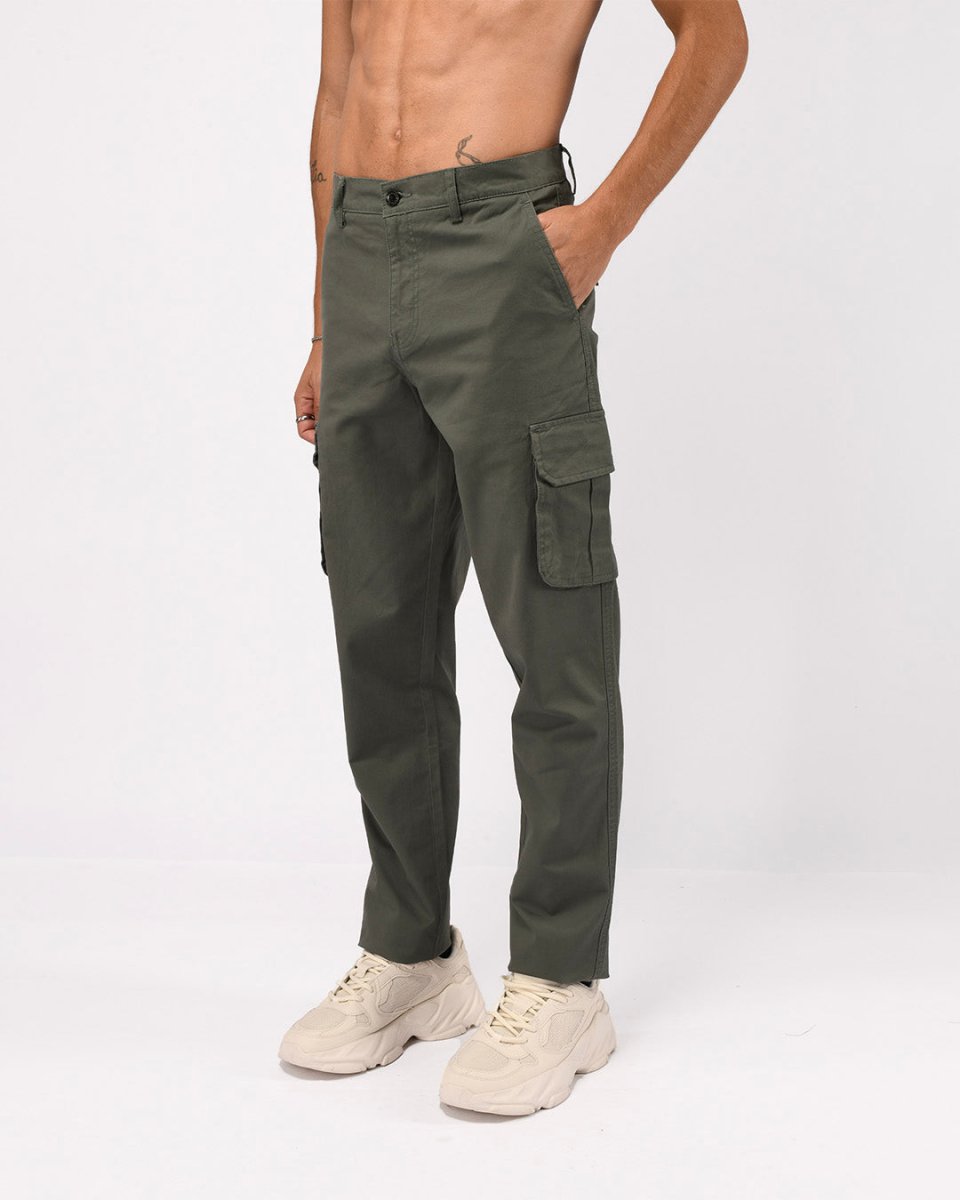 TAILORAEDGE Elevated Twill Tailored Cargo Pant In Olive