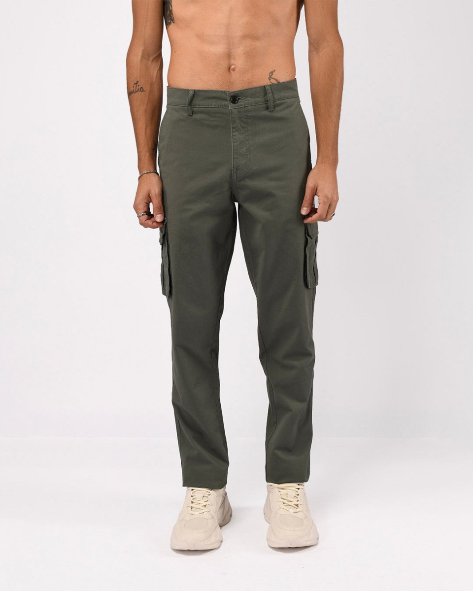 TAILORAEDGE Elevated Twill Tailored Cargo Pant In Olive