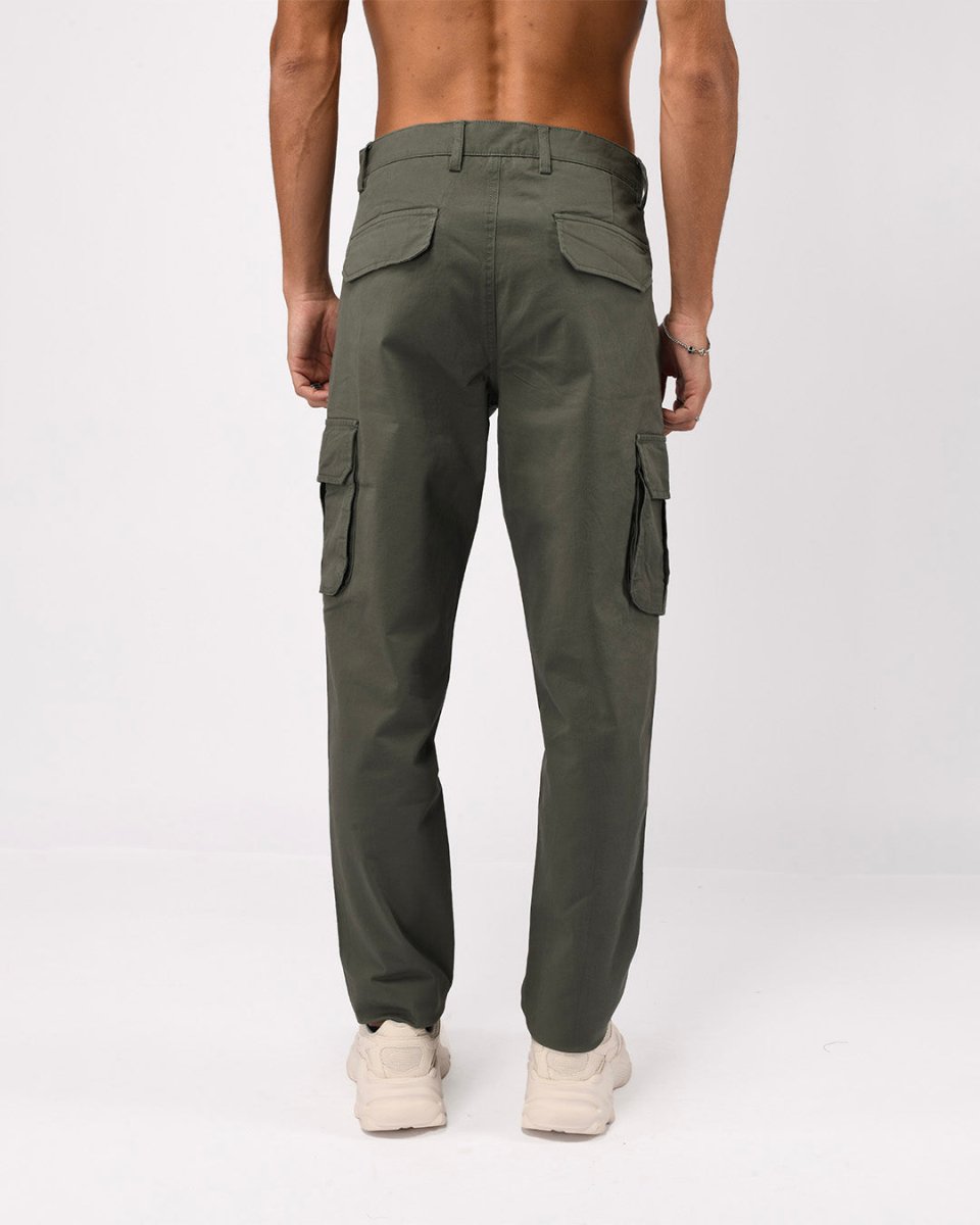 TAILORAEDGE Elevated Twill Tailored Cargo Pant In Olive