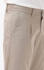 TAILORAEDGE Essential Pleated Fine Twill Pants In Khaki