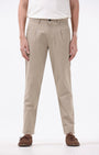 TAILORAEDGE Essential Pleated Fine Twill Pants In Khaki