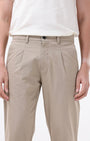 TAILORAEDGE Essential Pleated Fine Twill Pants In Khaki