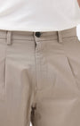 TAILORAEDGE Essential Pleated Fine Twill Pants In Khaki