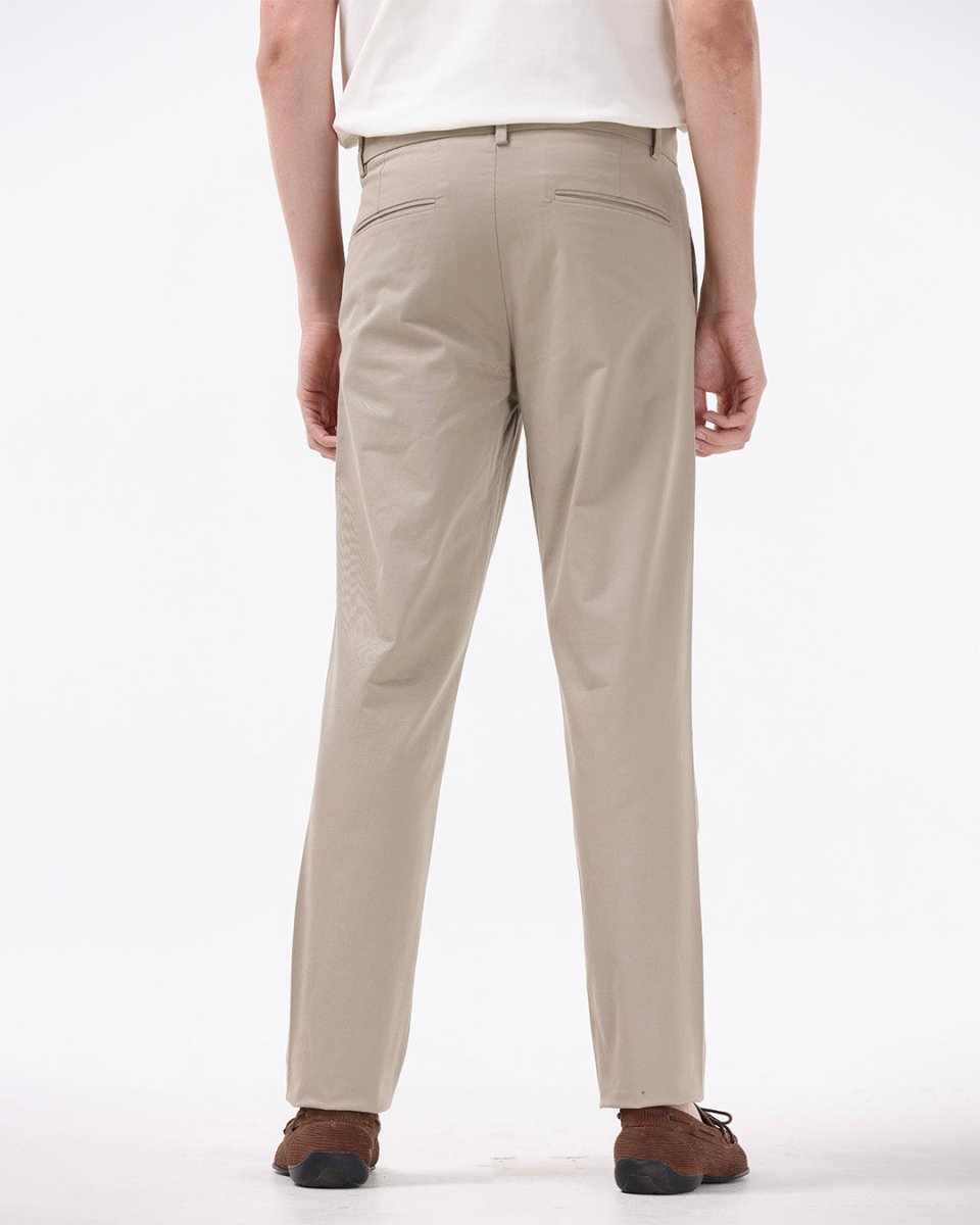 TAILORAEDGE Essential Pleated Fine Twill Pants In Khaki