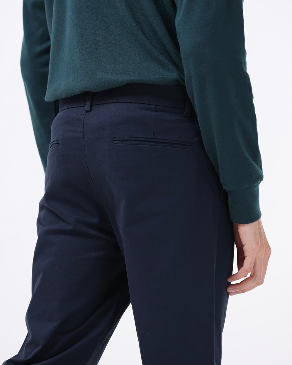 TAILORAEDGE Essential Pleated Fine Twill Pants In Navy