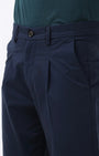 TAILORAEDGE Essential Pleated Fine Twill Pants In Navy