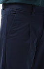 TAILORAEDGE Essential Pleated Fine Twill Pants In Navy