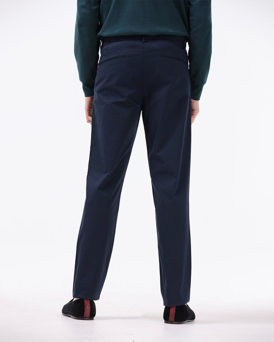 TAILORAEDGE Essential Pleated Fine Twill Pants In Navy