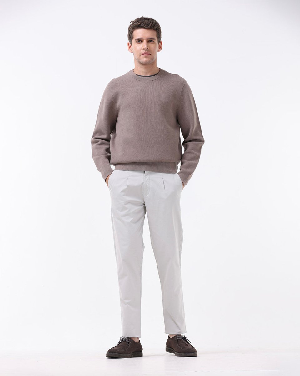 TAILORAEDGE Essential Pleated Fine Twill Pants In Powder White