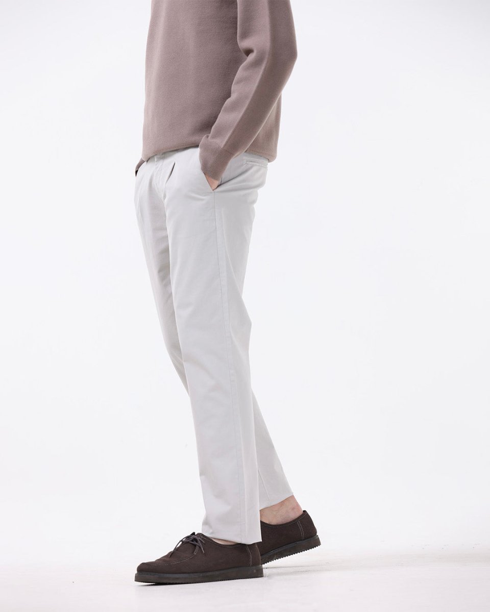 TAILORAEDGE Essential Pleated Fine Twill Pants In Powder White