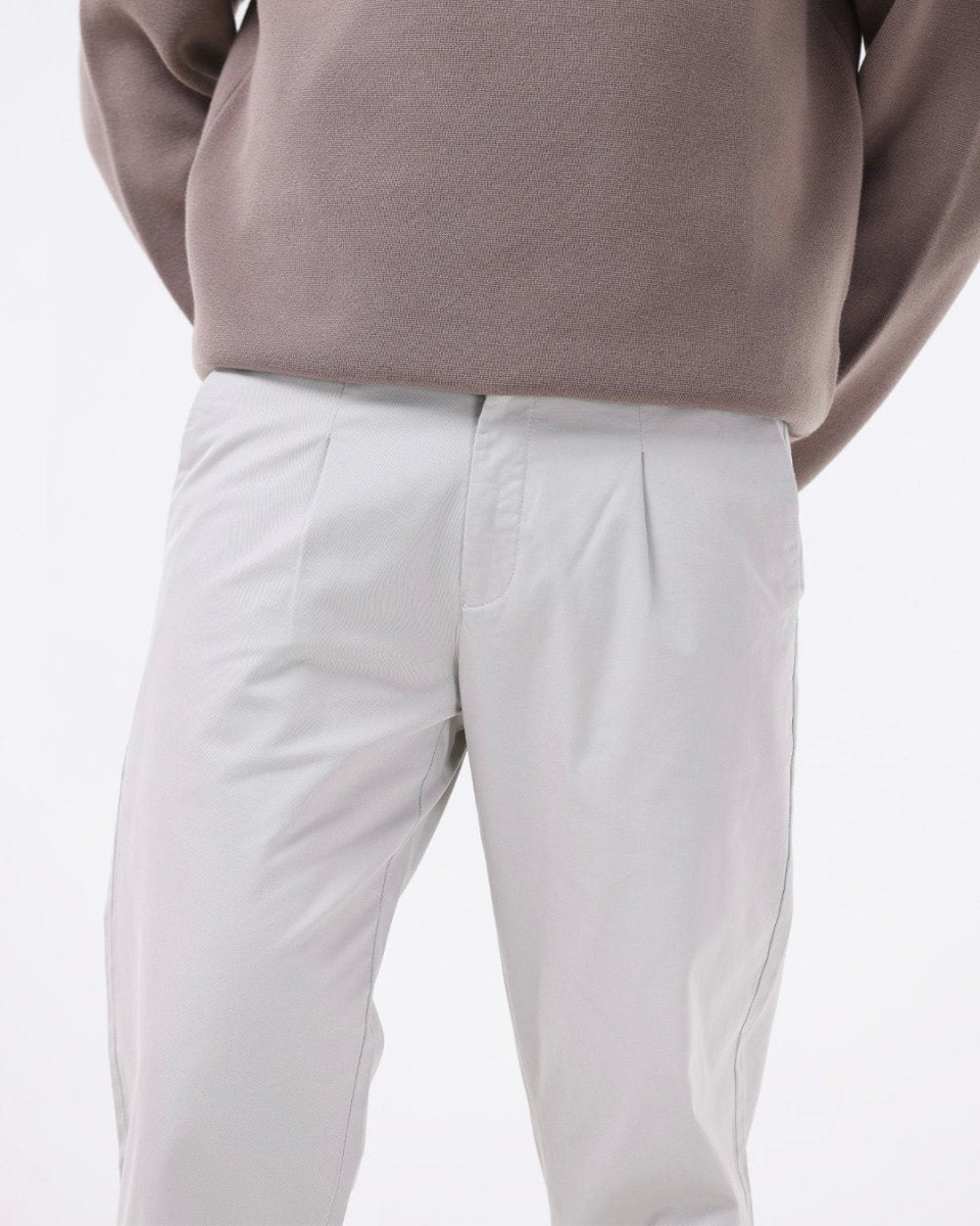 TAILORAEDGE Essential Pleated Fine Twill Pants In Powder White