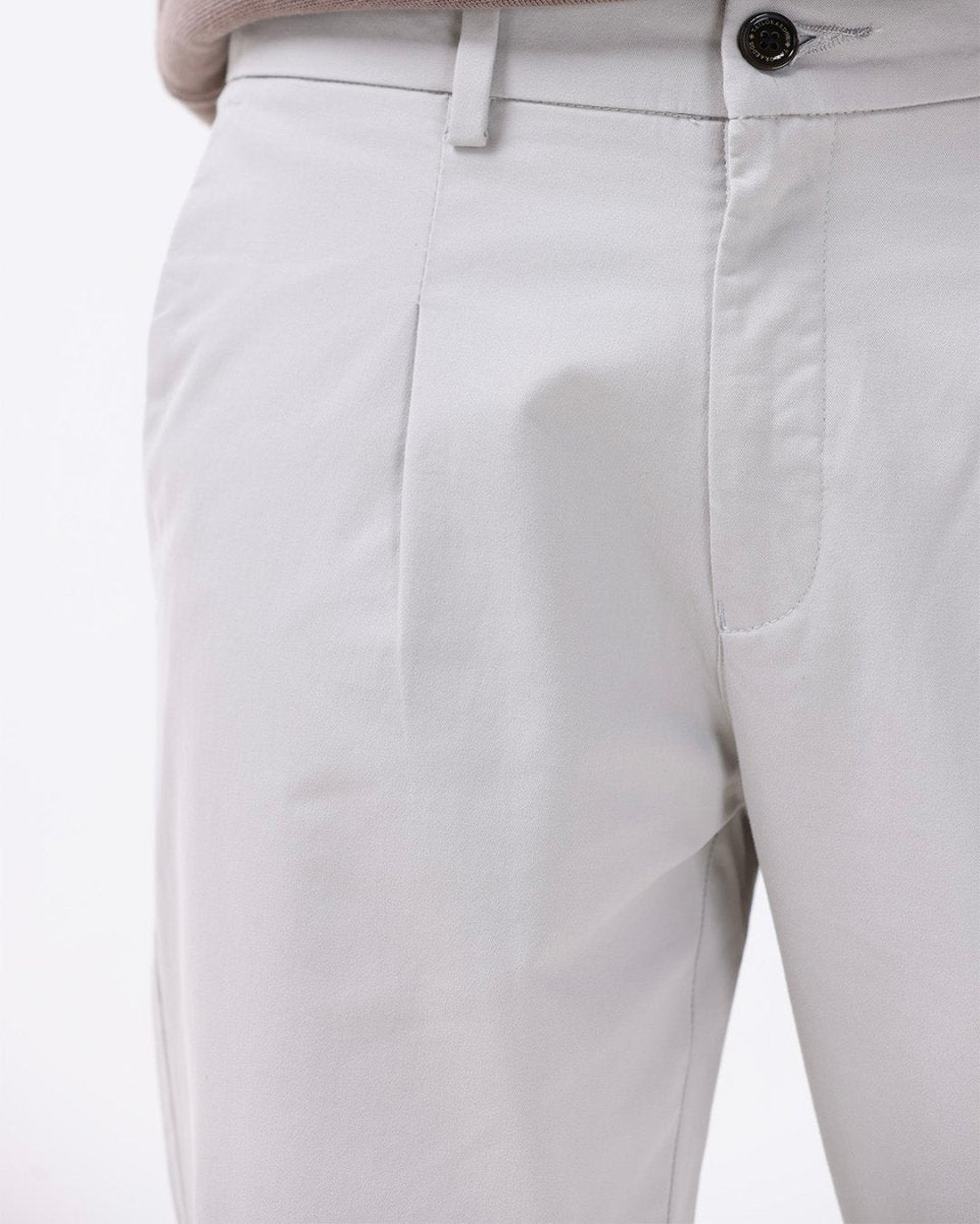 TAILORAEDGE Essential Pleated Fine Twill Pants In Powder White