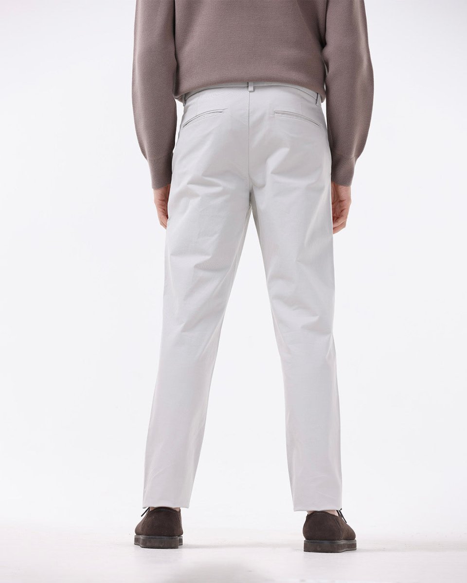 TAILORAEDGE Essential Pleated Fine Twill Pants In Powder White