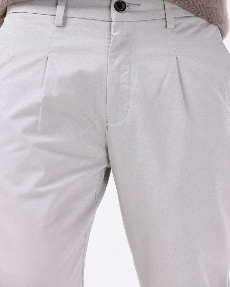 TAILORAEDGE Essential Pleated Fine Twill Pants In Powder White